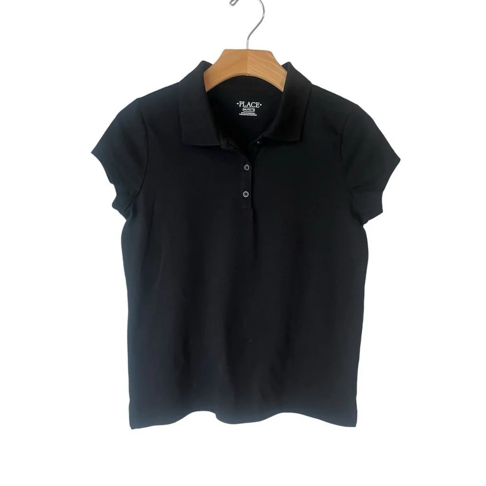 The Children's Place Girls Black Polo Shirt Size 2XL